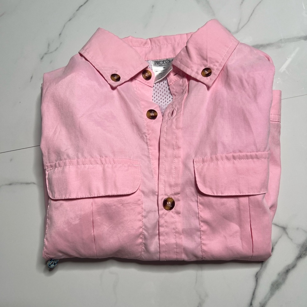 Prodoh kids pink button down fishing shirt